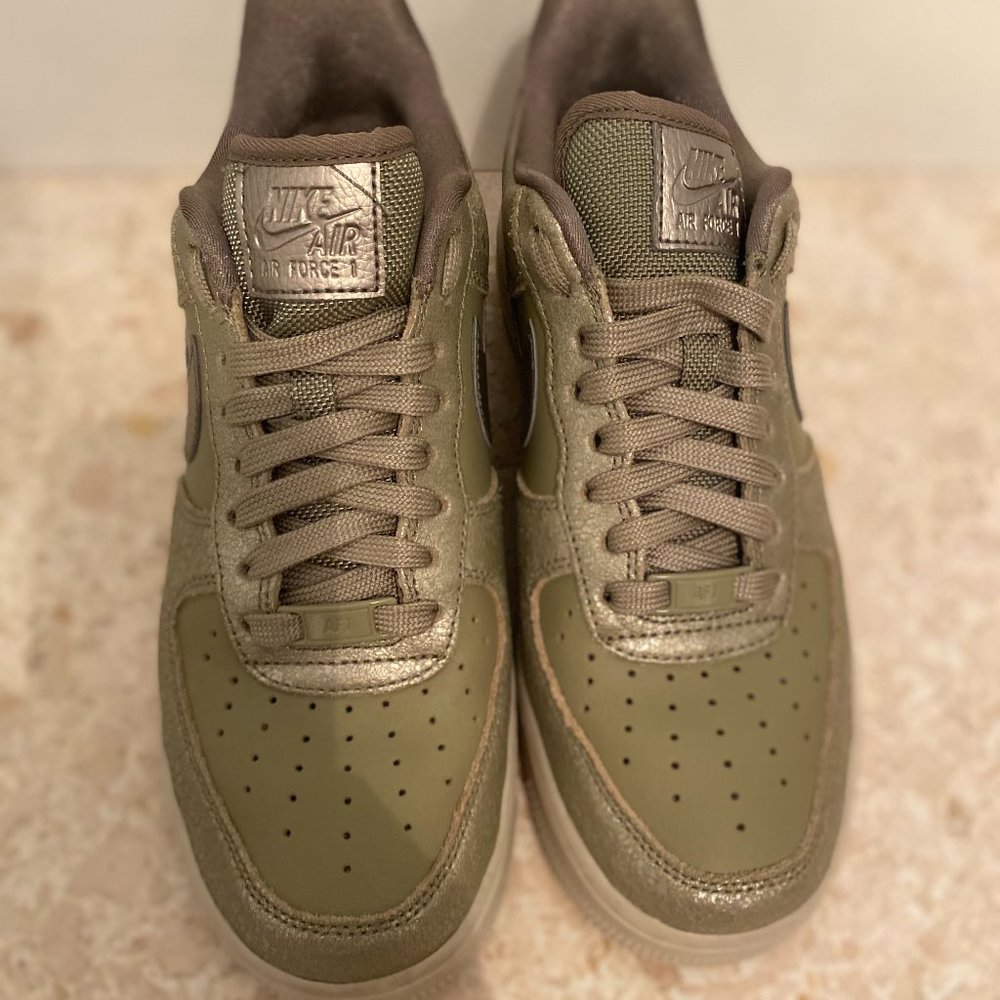 Olive Green + Silver Nike Air Force One